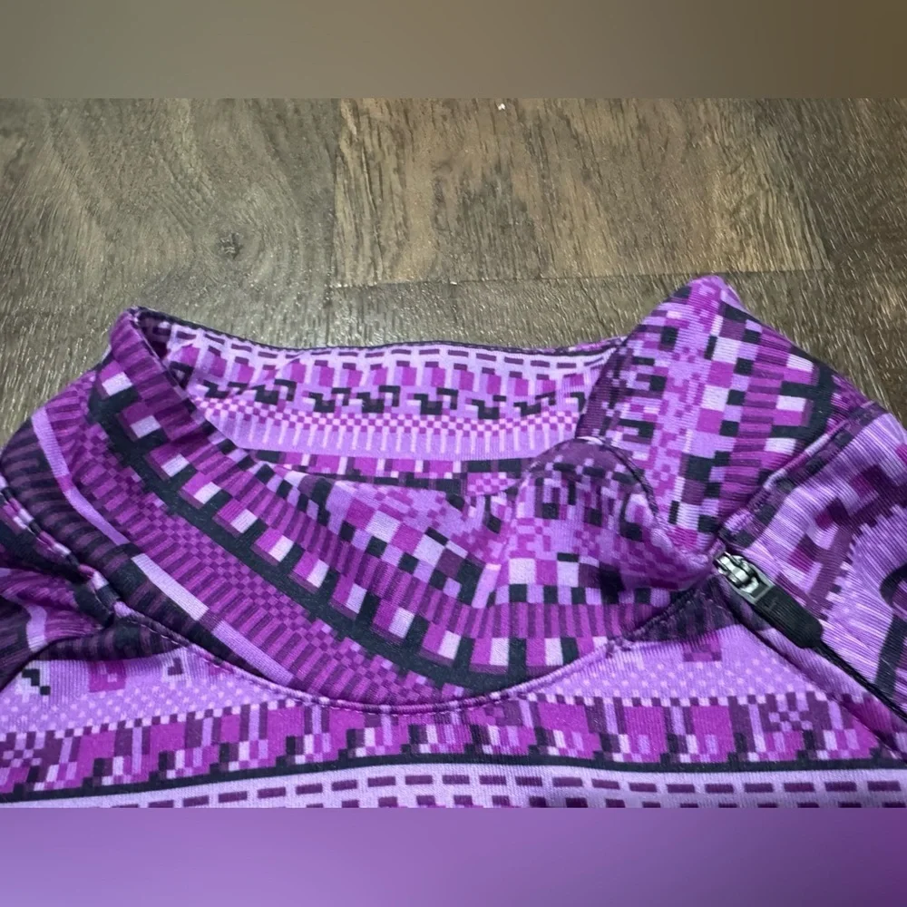 Nike Pro Girls 1/4 Zip Size Large Purple Pull Over Long Sleeve Mock Neck